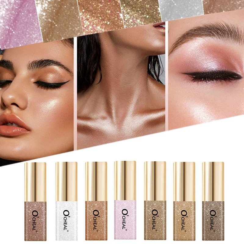Small eyeshadow highlighter, 7 shimmering colors, 3.5 g compact tube