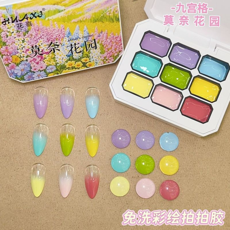 美甲九宫格拍拍胶彩绘油画胶高饱和渐变晕染裸色甲油胶美甲店专用|undefined