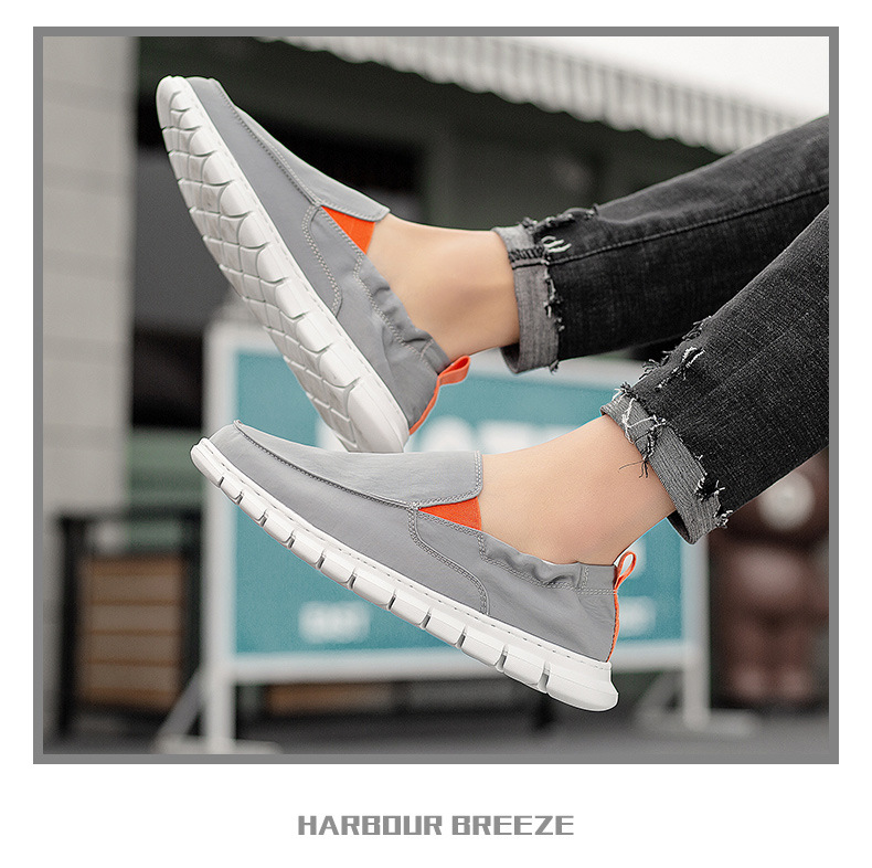High-Quality Waterproof Umbrella Fabric Casual Men's Elastic Slip-On Old Beijing Cloth Loafers One-Step Dad Shoes_vogvips.com