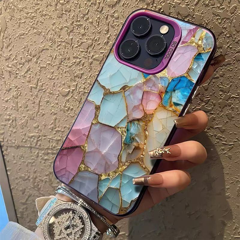 La nueva piedra de color plateado se aplica a la carcasa del teléfono móvil iphone16 Apple 15promax/14 personalidad europea y americana 13pro12