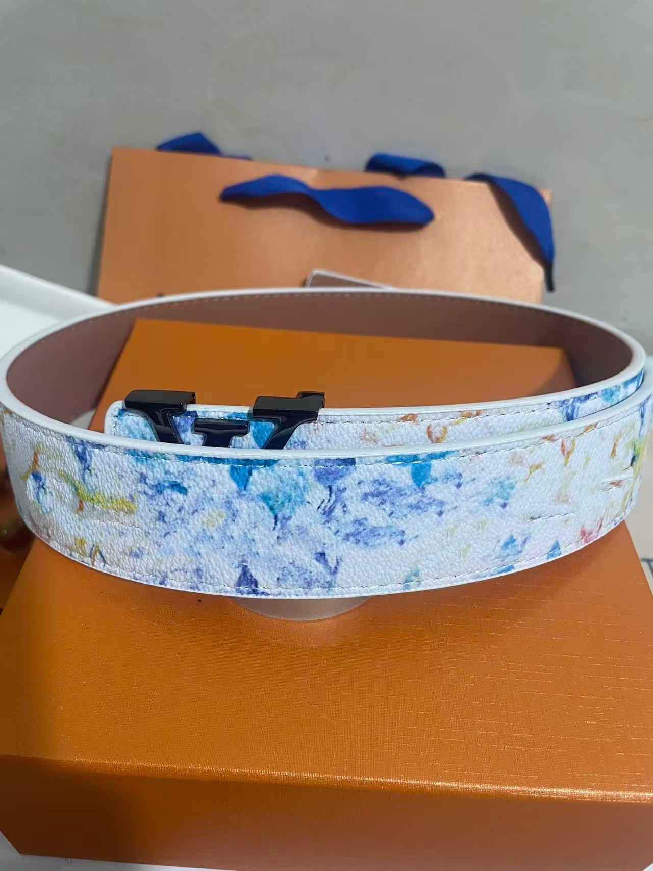 Cinturón para Hombre 4.0 cm de Piel de Vaca de Dos Capas con Hebilla Lisa para Uso Casual image 37