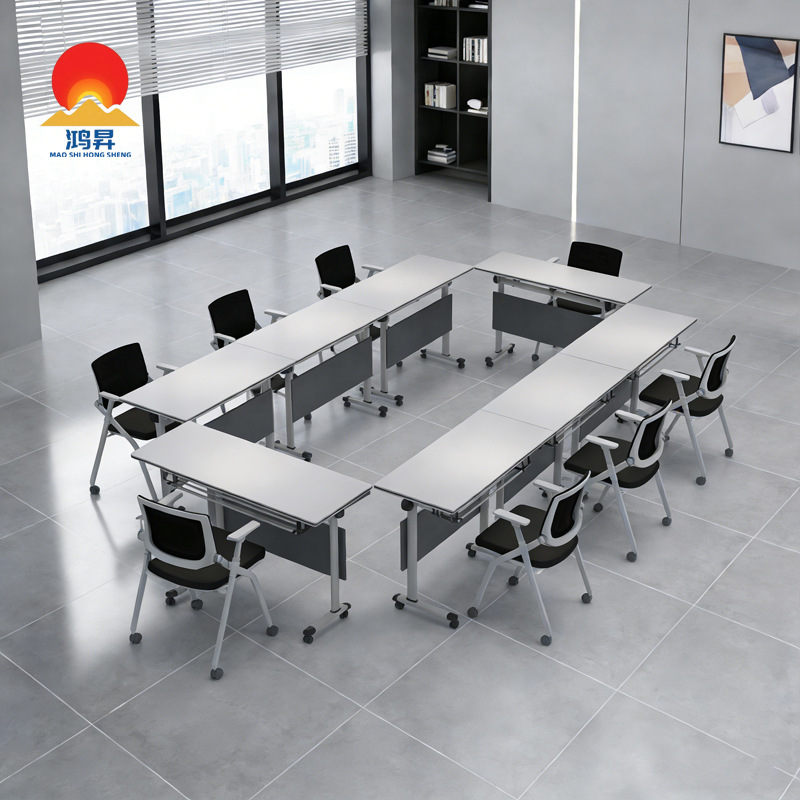 Side-Flip Office Desk, Combined with Training Table and Chair Set, Office Strip-Shaped Desk, Reading Table, Conference Table, Training Table