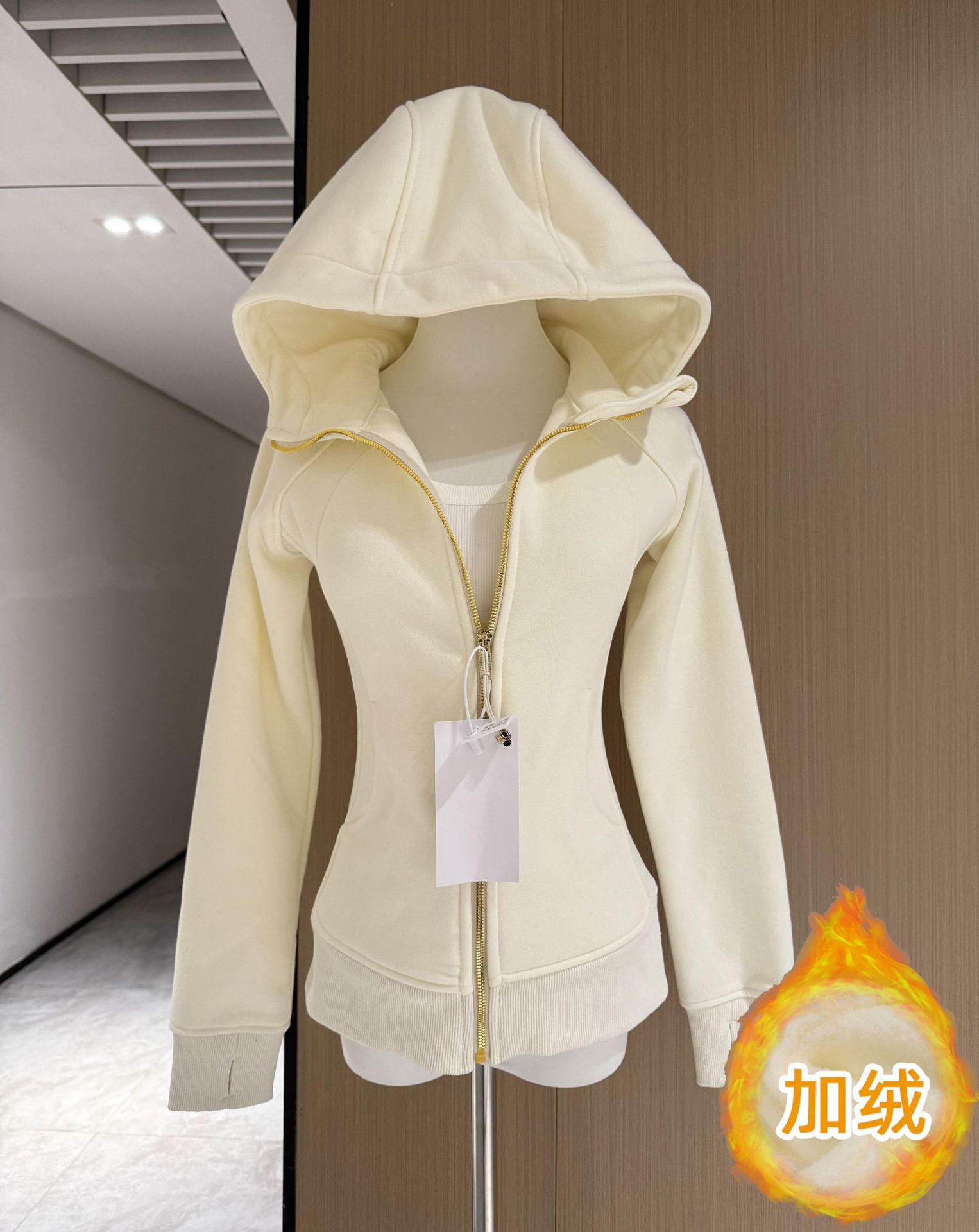 LULU fend スリムフィットスウェットシャツ レディース カジュアル ラフ フード付き ヨガジャケット 春用 裏起毛 保温トップス scuba