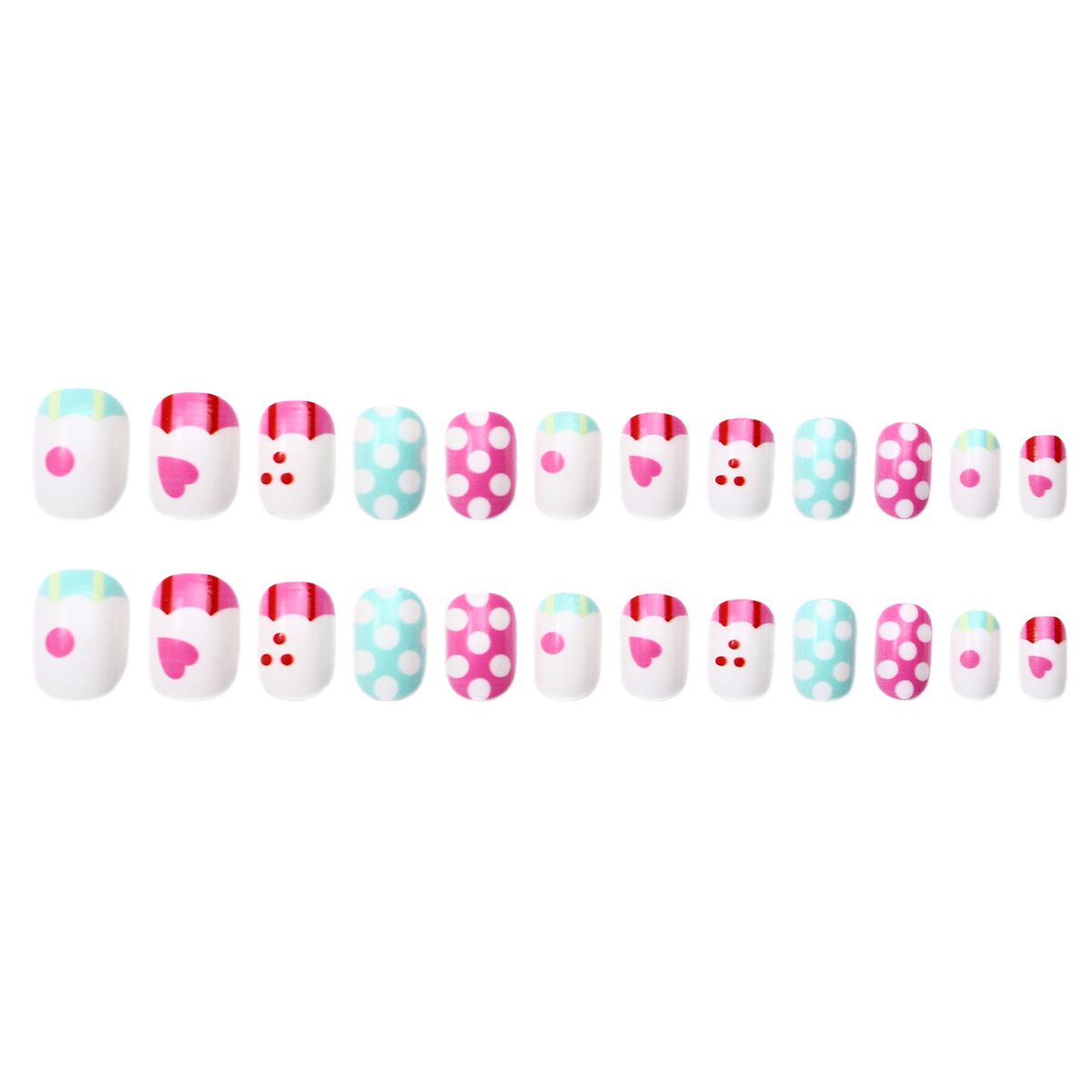 24 piezas de uñas animales dibujos animados niños pegatinas de uñas 3D pegatinas japonesas rosa chica ondas cardíacas puntos de uñas
