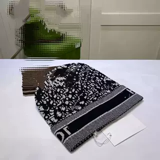 秋冬款满印花字母针织帽 时尚潮流百搭户外防寒毛线帽保暖冷帽子