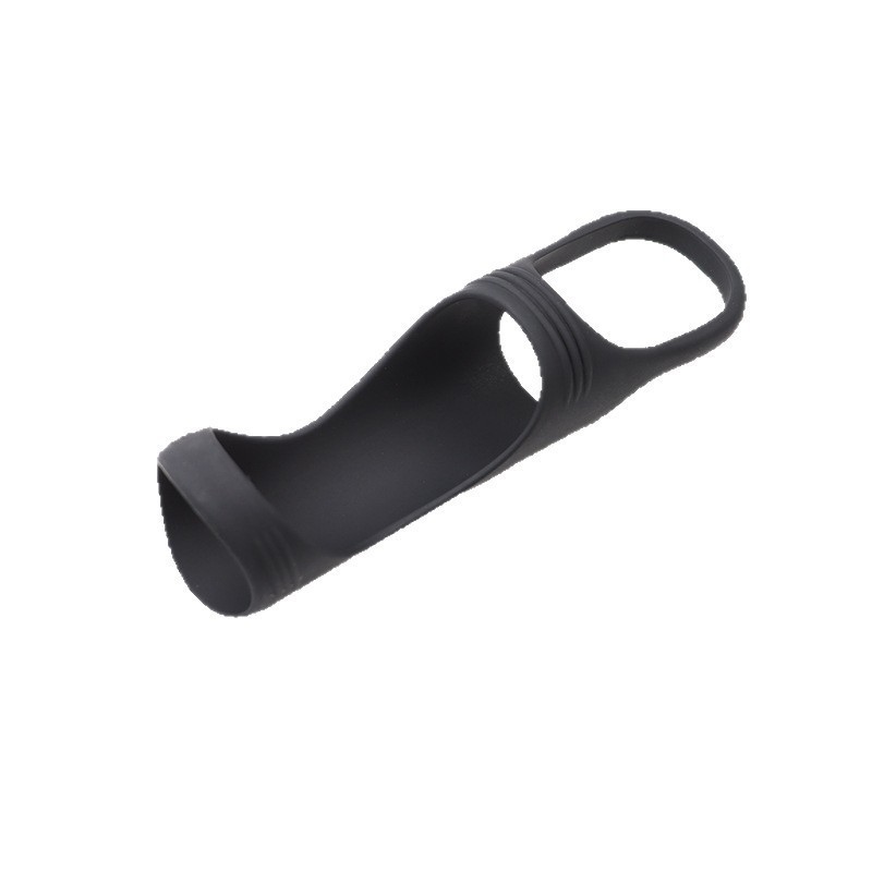 Silicone Locking Ring Condom Sleeve, Diamond Texture, Reusable Delay Aid, Black — detail image 8