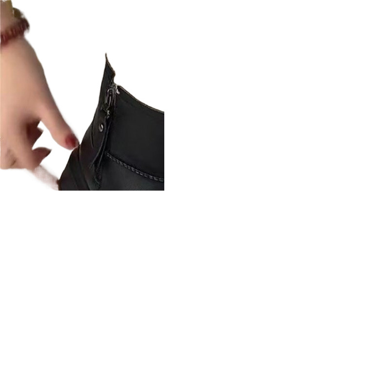 ShoeGlobe Thick-Soled Leather Waterproof Snow Boots For Women, Fleece-Lined, Thickened, Non-Slip, Warm, Height-Increasing Cotton_voghion.com