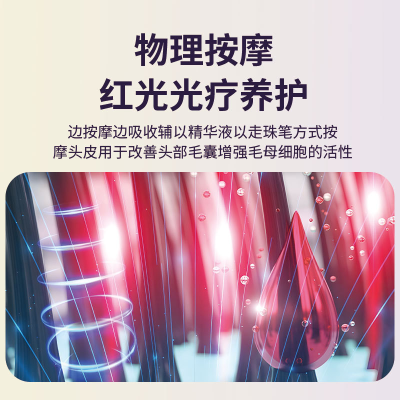 新しいヘプバーンコームローラーボール頭皮アプリケーター電気微電流振動赤色光育毛ミノ育毛液体ガイド|undefined