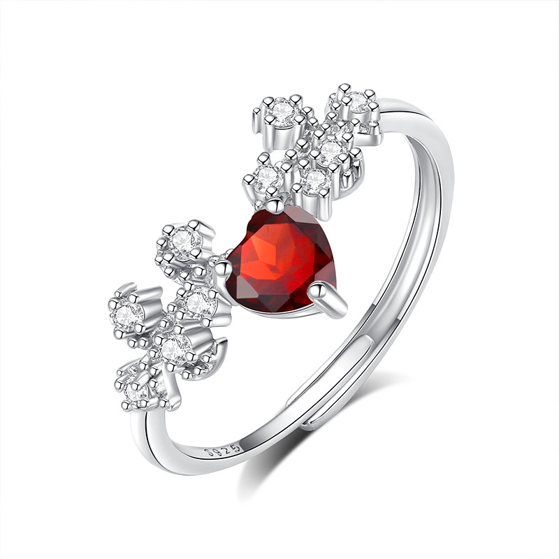 Douyin Internet Red con el mismo diseño de nicho anillo de piedra natural Gypsophila femenina anillo de plata de ley s925 joyería de alta calidad