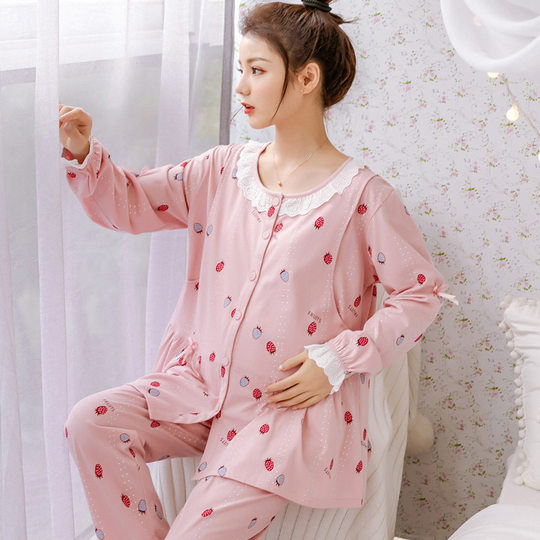 Wholesale clothes nursing pajamas feeding pure cotton pregnant woman set pregnancy postpartum spring and autumn summer thin maternal