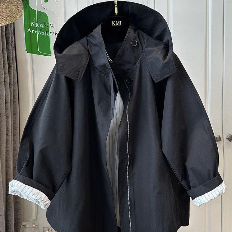 ファットMM 150kg 大きいサイズ ルーズデザイン ニッチ カジュアル フード付きジャケット レディース 春秋 パープル ウインドブレーカー ジャケット|undefined