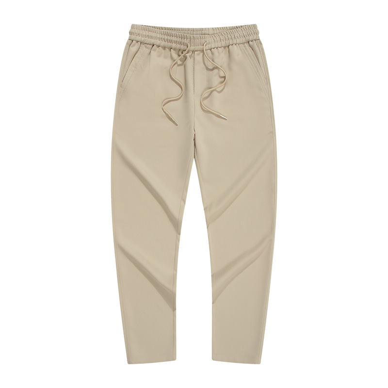 Vīriešu apģērbs Dengjue vīriešu plānas tvīla ikdienas bikses, vīriešu 2024. gada vasaras jaunas, pret grumbu drapējuma, taisnas, vienkrāsainas, deviņu punktu bikses vīriešiem_voghion.com