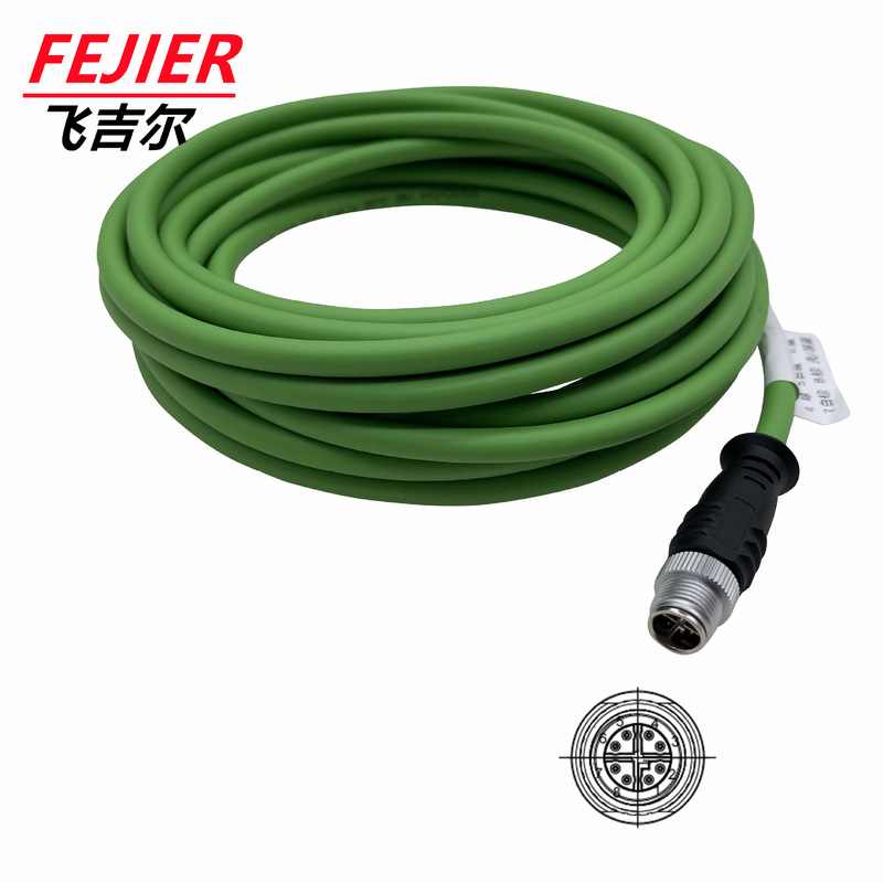M12 Connector X Type Male 8P X Encoding Connector Industrial Camera Ethernet Shielded Cable Connector