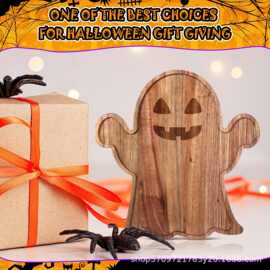 跨境万圣节木质南瓜幽灵托盘聚会派对实木恶搞餐盘家用木质熟食托