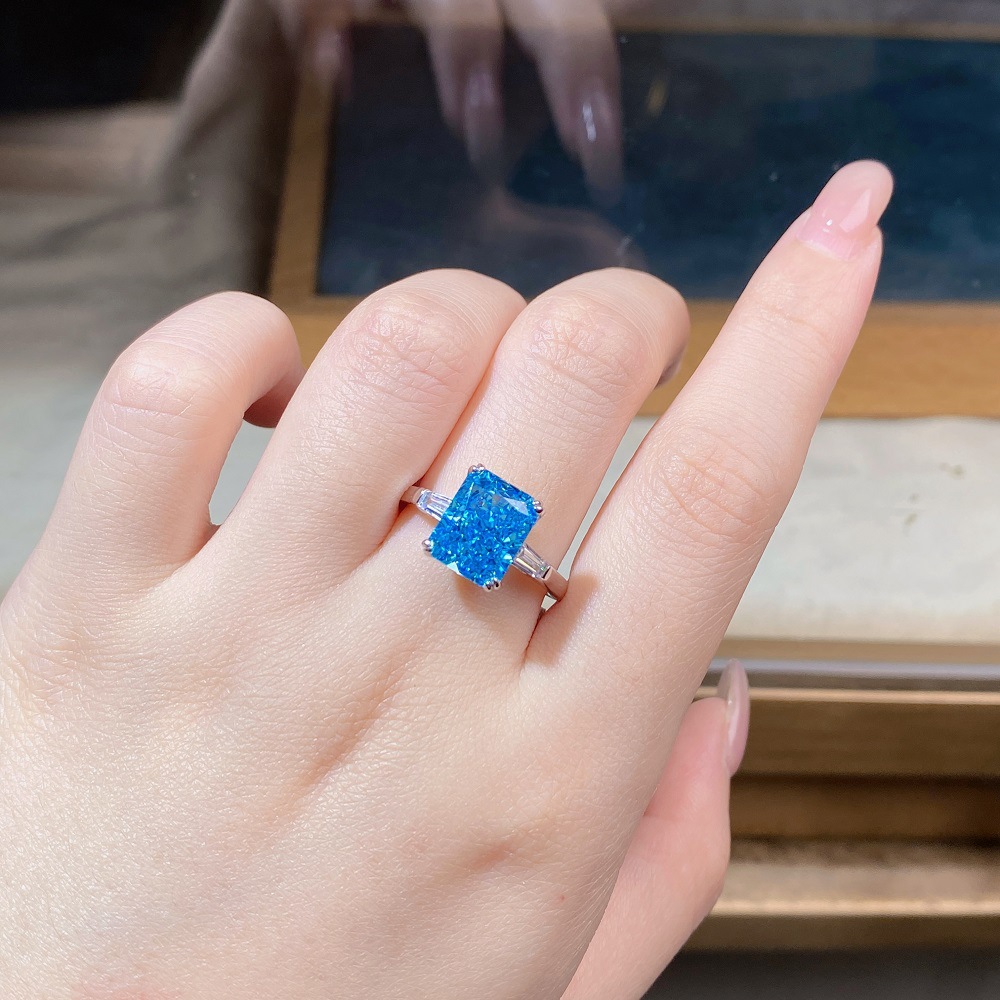 Fashion Rectangle Sterling Silver Plating Zircon Rings 1 Piece