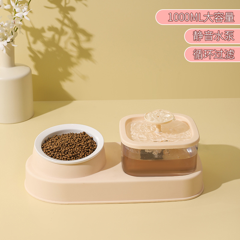 Gato dispensador automático de agua integrado gato tazón húmedo y seco separación de alimentos gato tazón dispensador de agua de acero inoxidable equipo de alimentación de mascotas