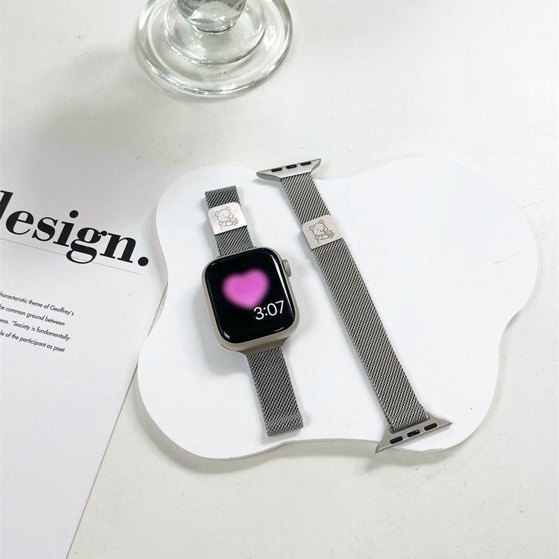 Suitable for Apple Applewatch10 Cat Bear Milanese Magnetic Iwatch9876Se Watch Strap