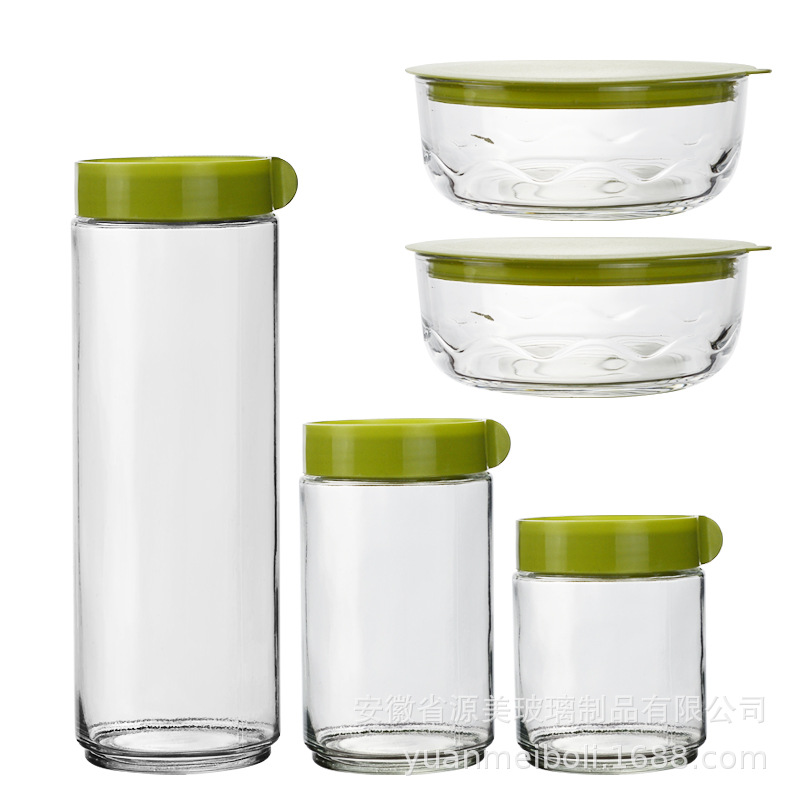 Frasco de almacenamiento de vidrio tarro de comida traje sellado té Almacenamiento de dulces Frasco de almacenamiento Cocina granos especias tarro