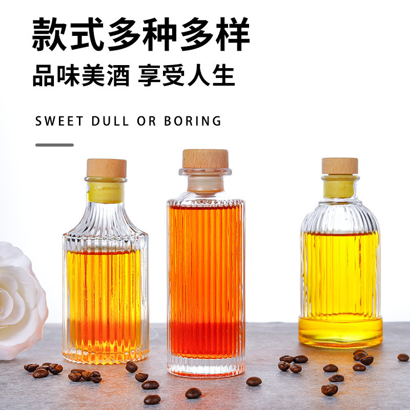 Botellas pequeñas de vino creativas en forma de diamante al por mayor, botellas de vino de frutas, botellas dispensadoras selladas, botellas de vidrio para café frío.