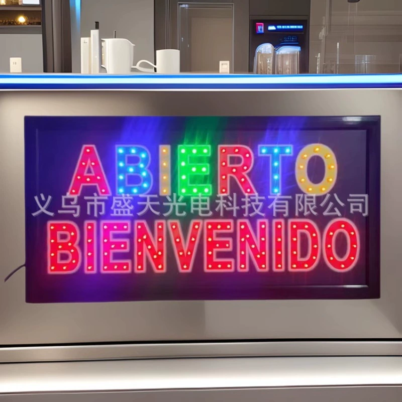 Испанский светодиодный рекламный щит красочная фотография ABIERTO BIENVENIDO