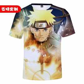 外贸跨境货源 2023新款 日漫火影忍者 3D数码印花全彩透气短袖T恤
