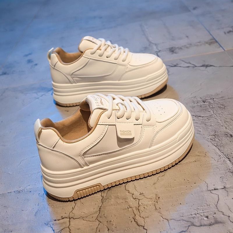 Zapatos blancos de todo fósforo de suela gruesa para mujer 2025 nuevos zapatos de panda blancos y negros ligeros de primavera