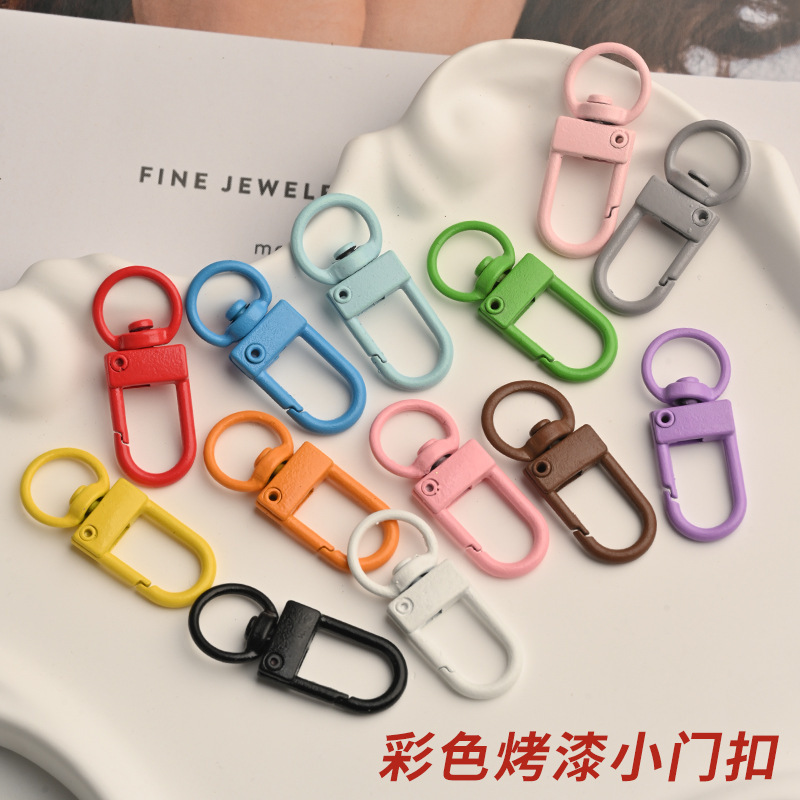 DIY Jewelry Accessories Colorful Spray-Painted Keychains Zinc Alloy Spring Clips Carabiner Clips in Stock Small Snap Clips Door Clips