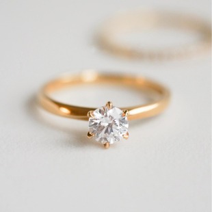 18K Gold Six-Claw Diamond Ring Au750 Color Gold Rose Gold Single-Set Moissanite Ring Tail Ring Wedding Ring Women's Shell Wholesale