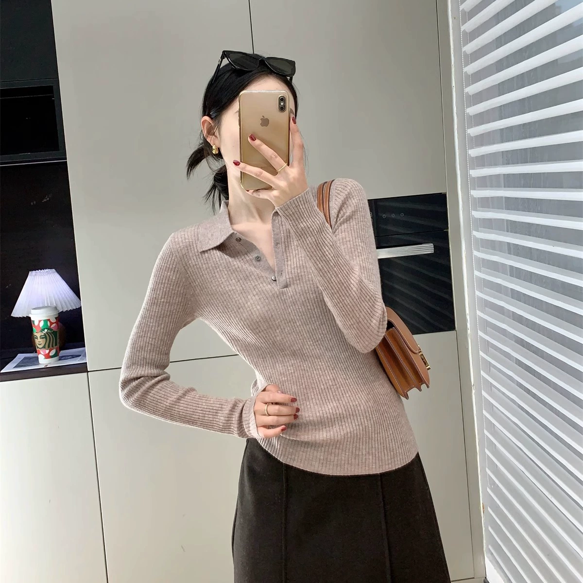 Нижняя рубашка выглядит хорошо! Max ~ Оригинальная пряжа вся шерстяная ямка polo вязаный свитер женский осень и зима