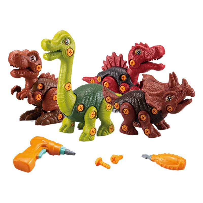 Amazon новая разборка игрушка динозавра детская комбинация стержневых винтов DIY собранная электрическая модель игрушки