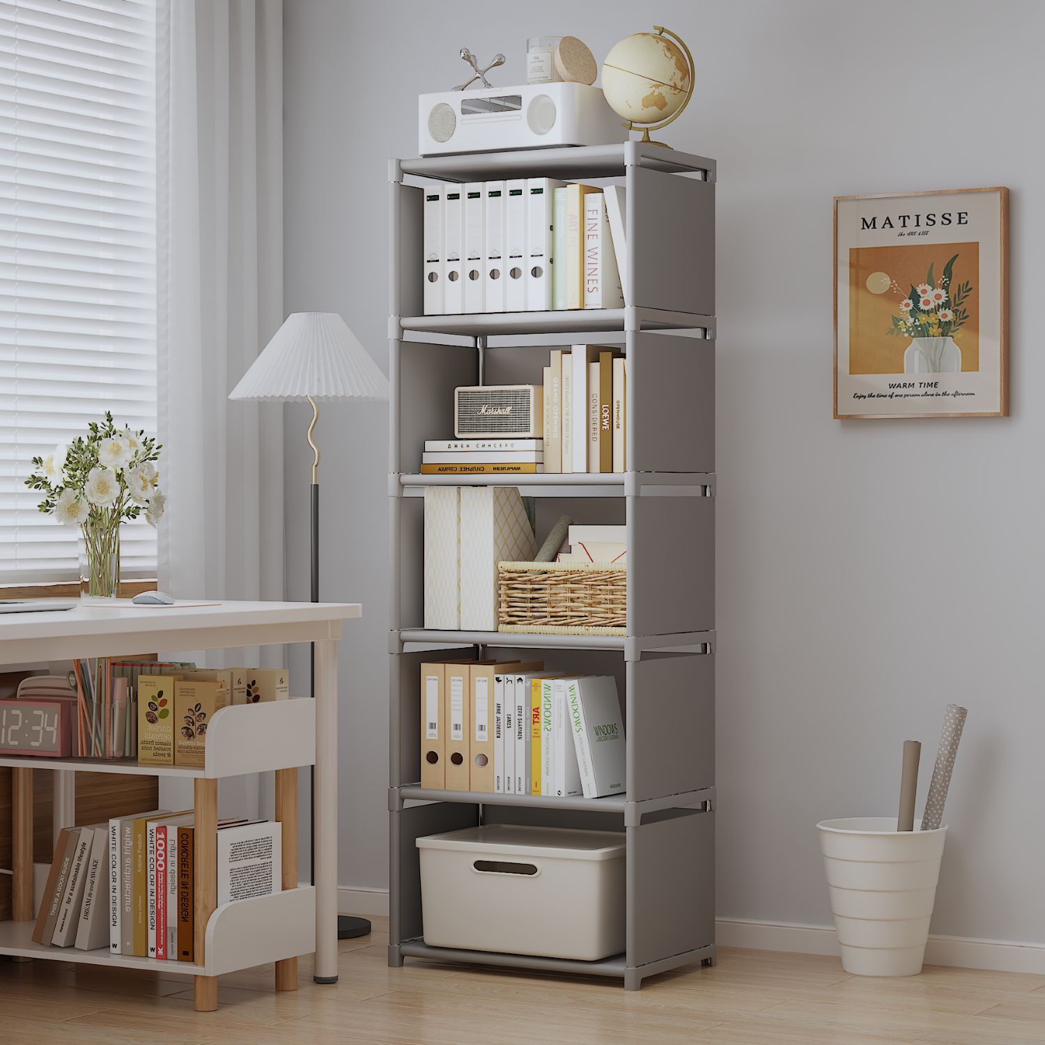 Estante simple combinado estilo retrógrado estante moderno estante simple dormitorio estante de almacenamiento estante diseño de habitación infantil
