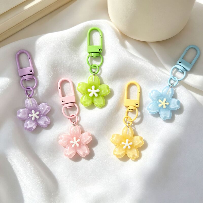 Colorful cherry blossom keychain DIY small flower door buckle jelly cherry blossom backpack hanger school bag pendant factory wholesale Colorful cherry blossom keychain DIY small flower door buckle jelly cherry blossom backpack hanger school bag pendant factory wholesale
