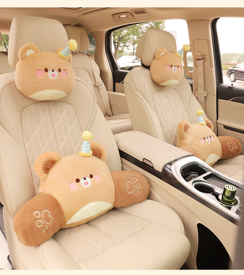 Car Headrest Waist Car Cartoon Pillow Cushion Plush Cute Seat Neck Pillow Seat Back Waist Car Car Supplies