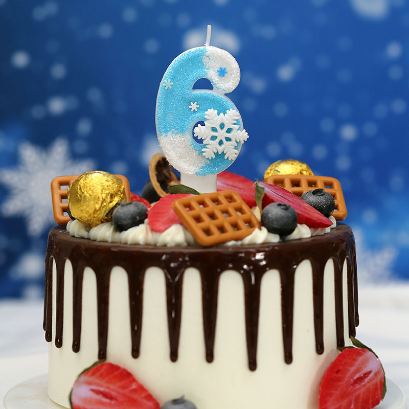 白と青の大きな雪の結晶クリエイティブデジタル誕生日キャンドル新しいアマゾンクロスボーダーホットセール誕生日パーティーの装飾キャンドル|undefined