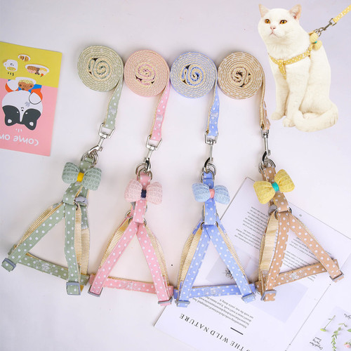Pet Dog Cartoon Leash Anti-Escape Teddy Bichon Chest Back Dog Walking Chain Outdoor Breathable Pet Supplies