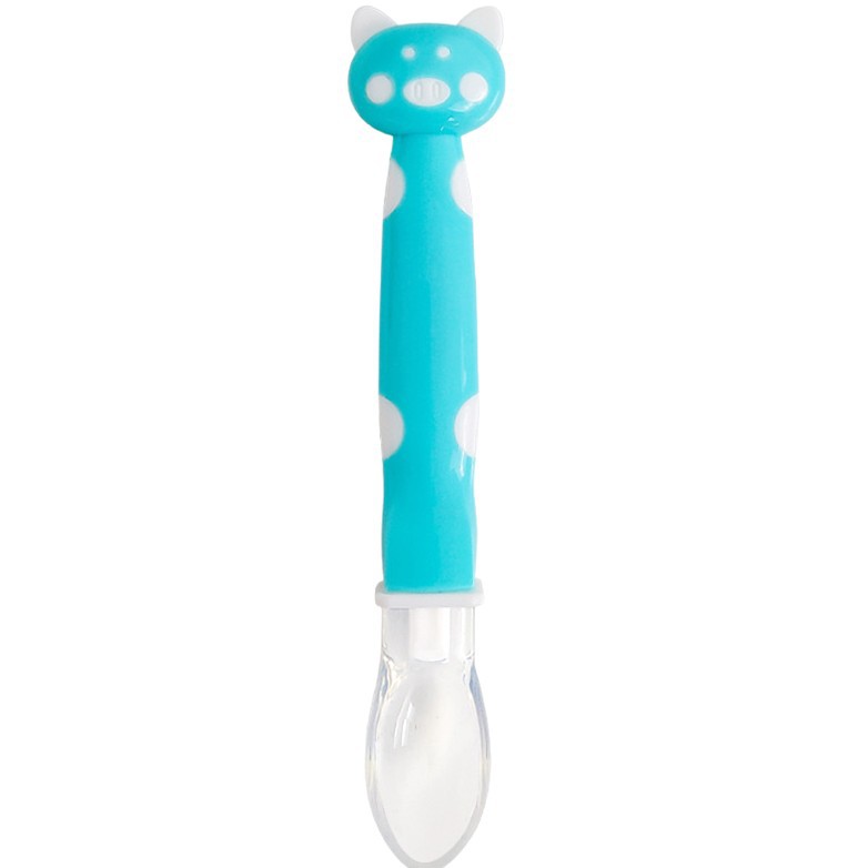 Bebé cuchara de silicona bebé alimentación vajilla suave cabeza cuchara dibujos animados suplemento alimenticio cuchara sopa