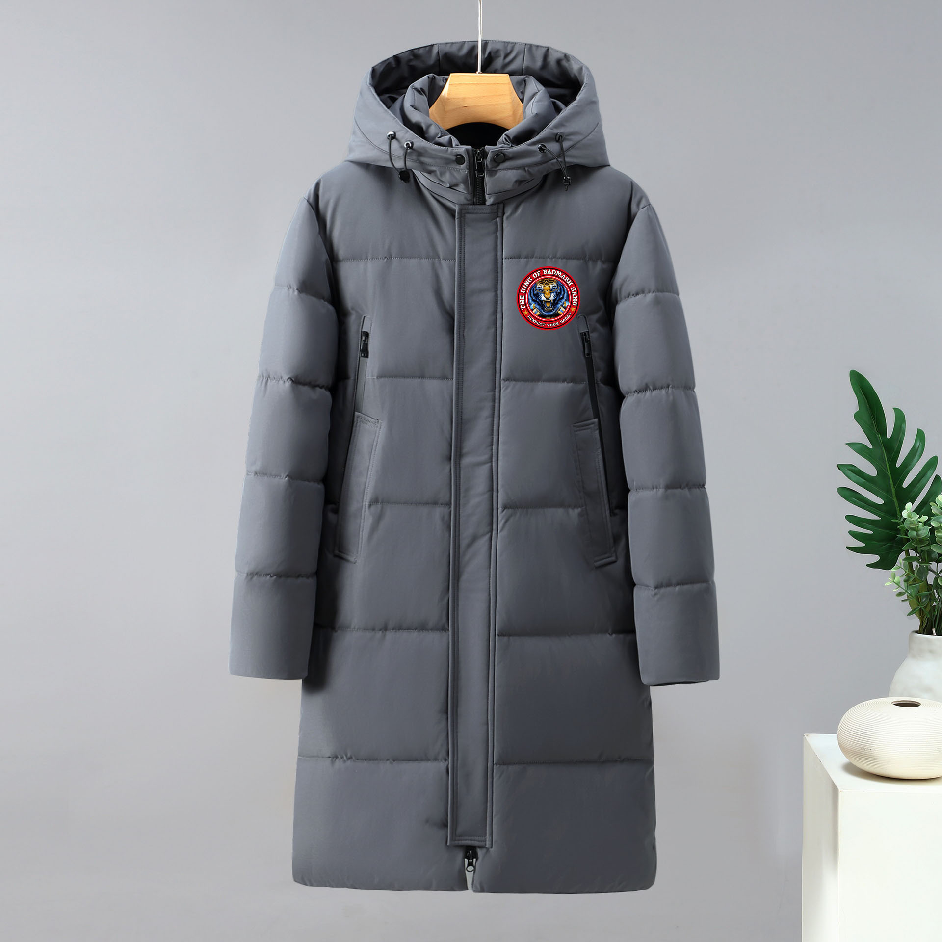 Men's Clothing Thickened Long Winter Outdoor Windproof And Warm Knee Length Thick Men's Cotton Jacket Tiger Head 002_viptrois.com