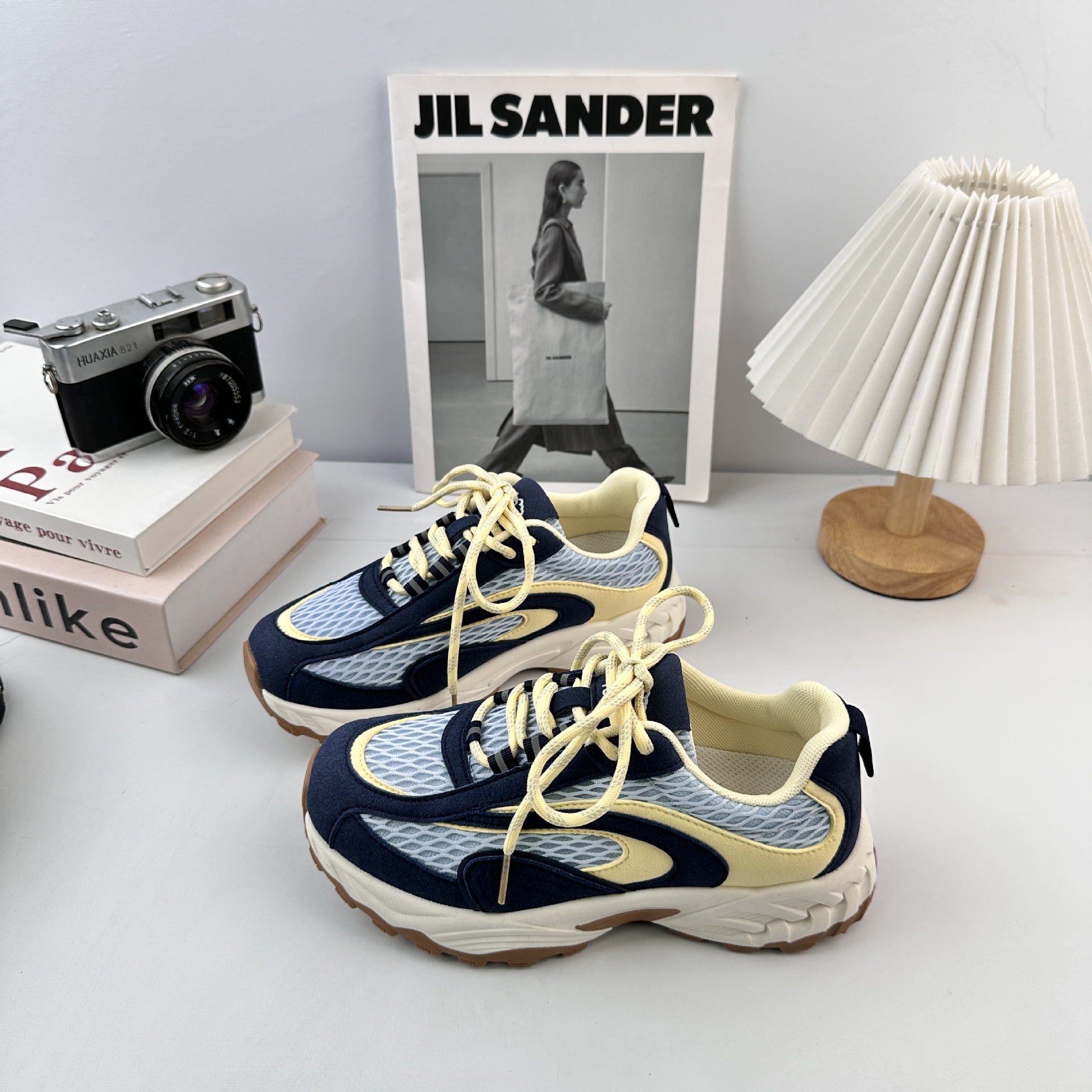 YUANBO zapatos de papá con suela gruesa zapatos blancos de mujer 2025 nuevos zapatos deportivos de malla transpirable de otoño