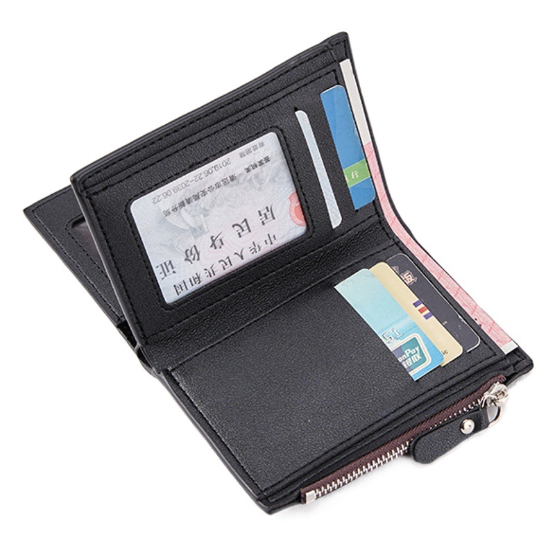 Suministro transfronterizo 2023 hombres Nueva cremallera billetera corta multi-tarjeta de moda vertical mini monedero a presión
