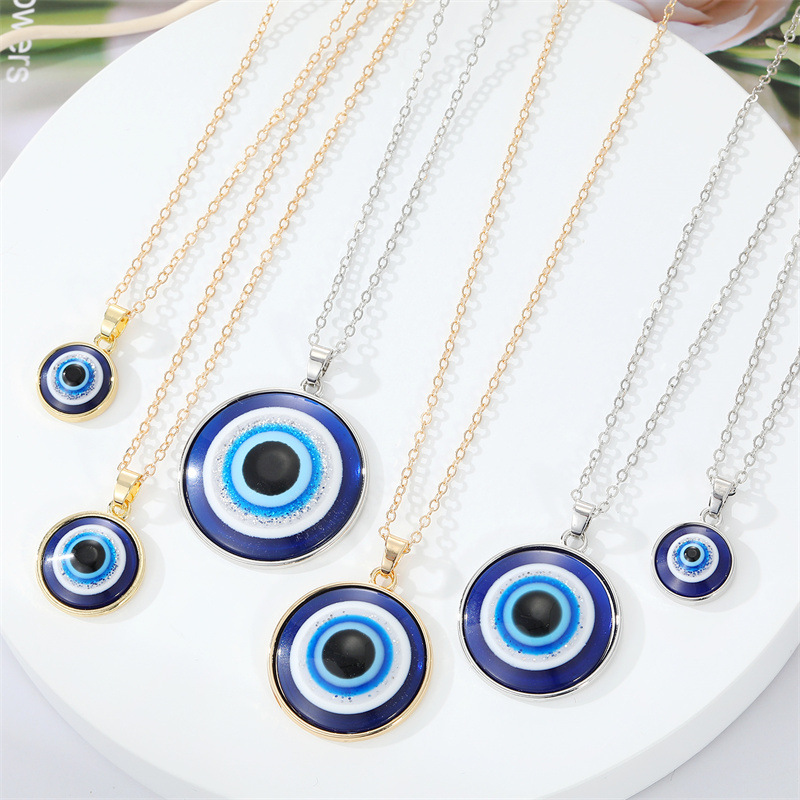 European CrossBorder Sold Jewelry Retro Simple More Sizes Devils Eye Necklace round Blue Eyes Clavicle Chain Femalepicture1