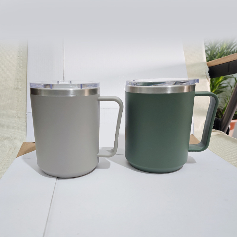 双层咖啡杯 双层马克杯 把柄汽车杯 内钢外塑汽车杯 塑料杯 保温