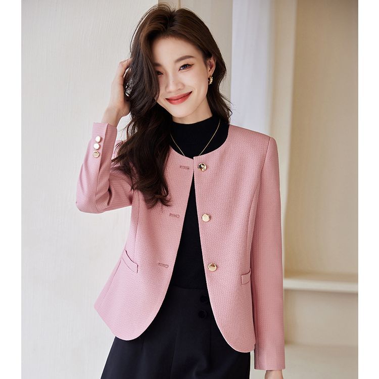 【Foreign Trade Hot Item】Pink Chanel-Style Blazer for Women, Spring and Autumn, Elegant Short Suit Jacket for Petite Women