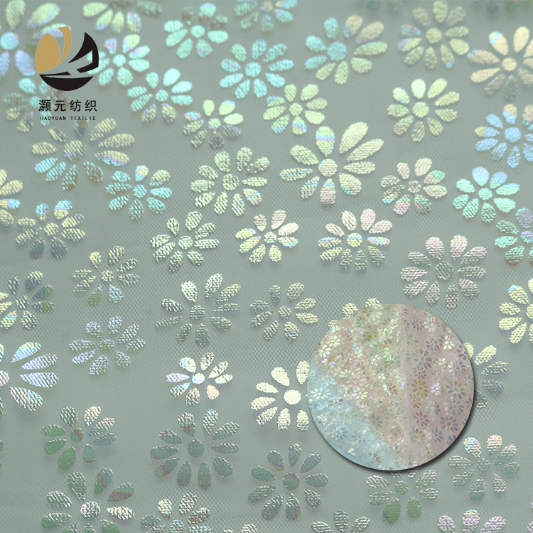 2025 nuevo hilo de malla artesanal estampado de flores tela de color fantasma primavera y verano vestido de boda tela de niña