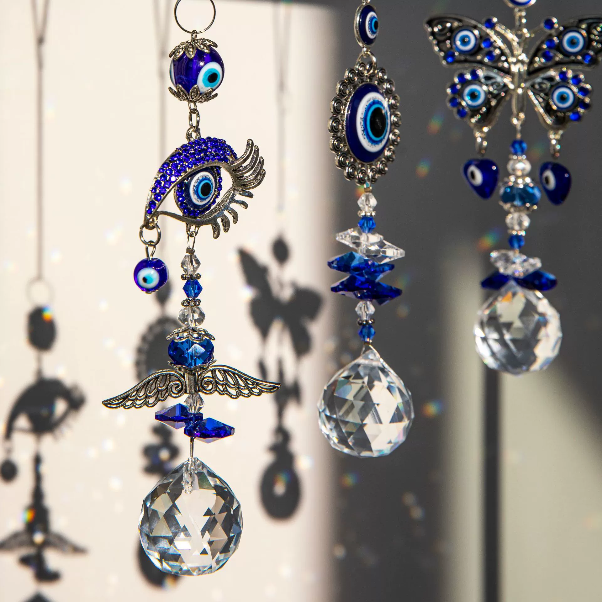 Crystal Material Devil'S Eye Pattern Fashion Demon Eye Crystal Sun Catcher Lighting Pendant