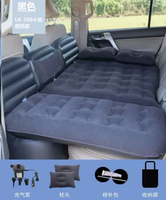 Car Inflatable Bed Detachable and Foldableable 3/7 Points Car Inflatable Mattress Car Suv Universal Car Rear Sleeping (Vehicle-mounted inflatable bed) - bear-black-without-head-protection-with-car-pump
