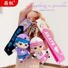 创意个性滑板小妹卡通钥匙扣挂件可爱立体公仔情侣汽车包包钥匙链