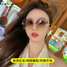 新款无框高级感渐变大框太阳镜ins同款轻奢时尚墨镜网红女士眼镜