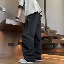 美式潮牌大码工装裤男士春秋季胖子宽松加肥加大休闲直筒冲锋长裤