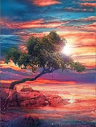 Кристальная живопись (Yiwu) 5D полный набор страз Moon & Landscape DIY, 30×40 см, струйные кристаллы