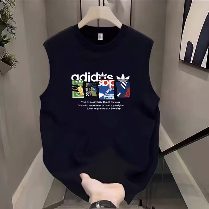 Trendy Lettered Tank Top for Men, Summer American-Style Pure Cotton Couple's T-Shirt, Loose and Versatile Casual Sleeveless T-Shirt, Trendy Brand Trendy Lettered Tank Top for Men, Summer American-Style Pure Cotton Couple's T-Shirt, Loose and Versatile Casual Sleeveless T-Shirt, Trendy Brand